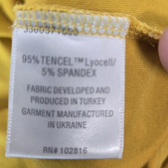 Garnet Hill Midi Dress Sz L Yellow Floral Sleeveless Tencel Spandex Flowy Slits - Picture 8 of 13